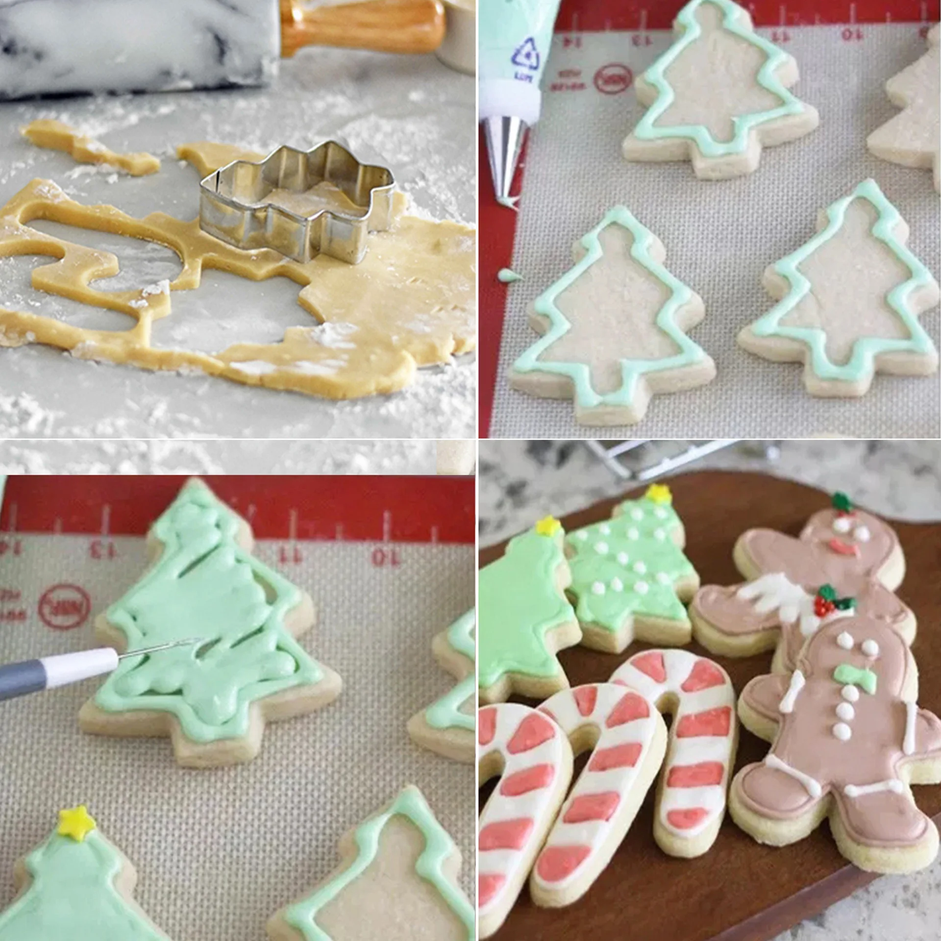 1pc Stainless Steel Christmas Cookie Cutters Xmas Tree Star House Bells Santa Claus Snowflake Baking Cake Biscuit Fondant Mold