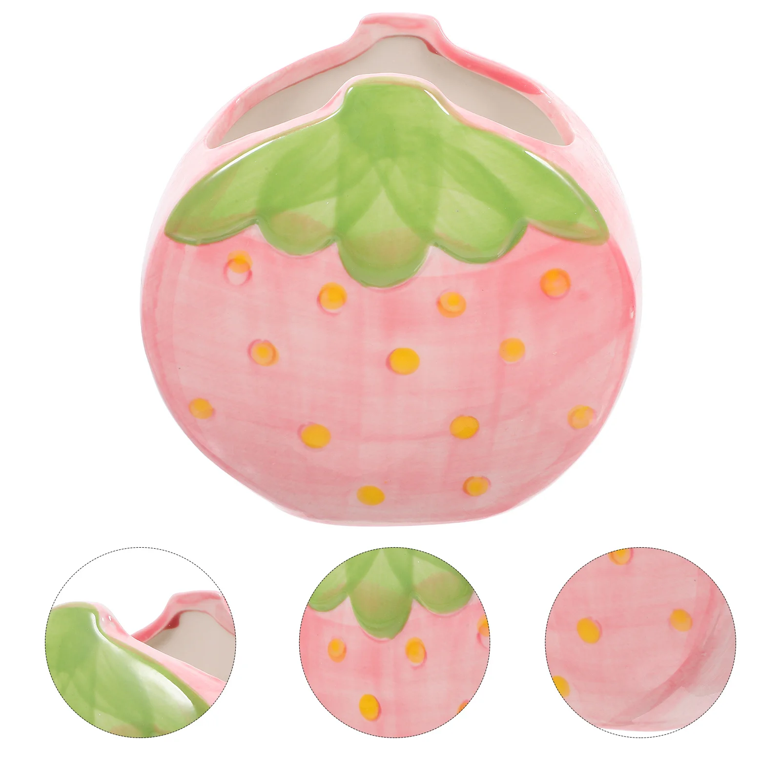 

Ceramic Pen Holder Strawberry Look Multipurpose Use for Stationery Cosmetics and Sundries Stylish and Practical Decor