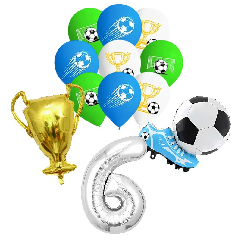 Geburtstags-Fußball-Dekoration Fußball-Themen-Tischgeschirr Tasse Teller Tischdecke Hintergrund für Kinder Tortendekoration Banner Party-Zubehör – Detail 33