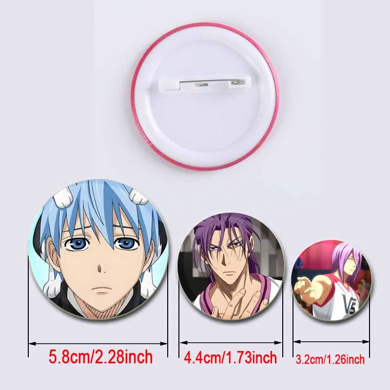 58/44/32mm Anime Kuroko's Basketball Creative DIY Badge Tinplate Plastic Pin Button Brooch for Backpack Accessories Jewelry Gift - Image 2