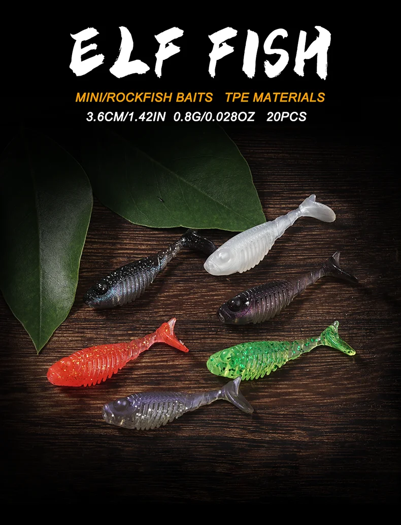 SUNMILE 20 stücke Angeln Weichen Köder Wurm Künstliche Köder 3,6 cm/0,8g Felsen Angeln Wobbler Leurre Souple Köder Barsch Forelle Bass Köder – Detail 1