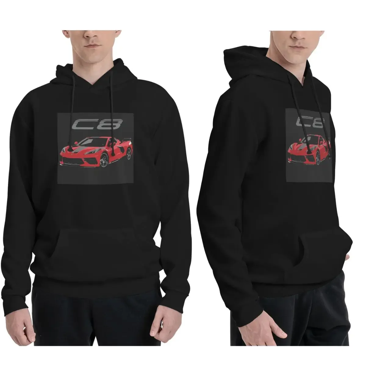 Red Chevy Corvette C8 Mid Engine Hoodies Men's Women Casual Pullover Sweatshirts Hip Hop Long Sleeve Hooded Autumn Winter