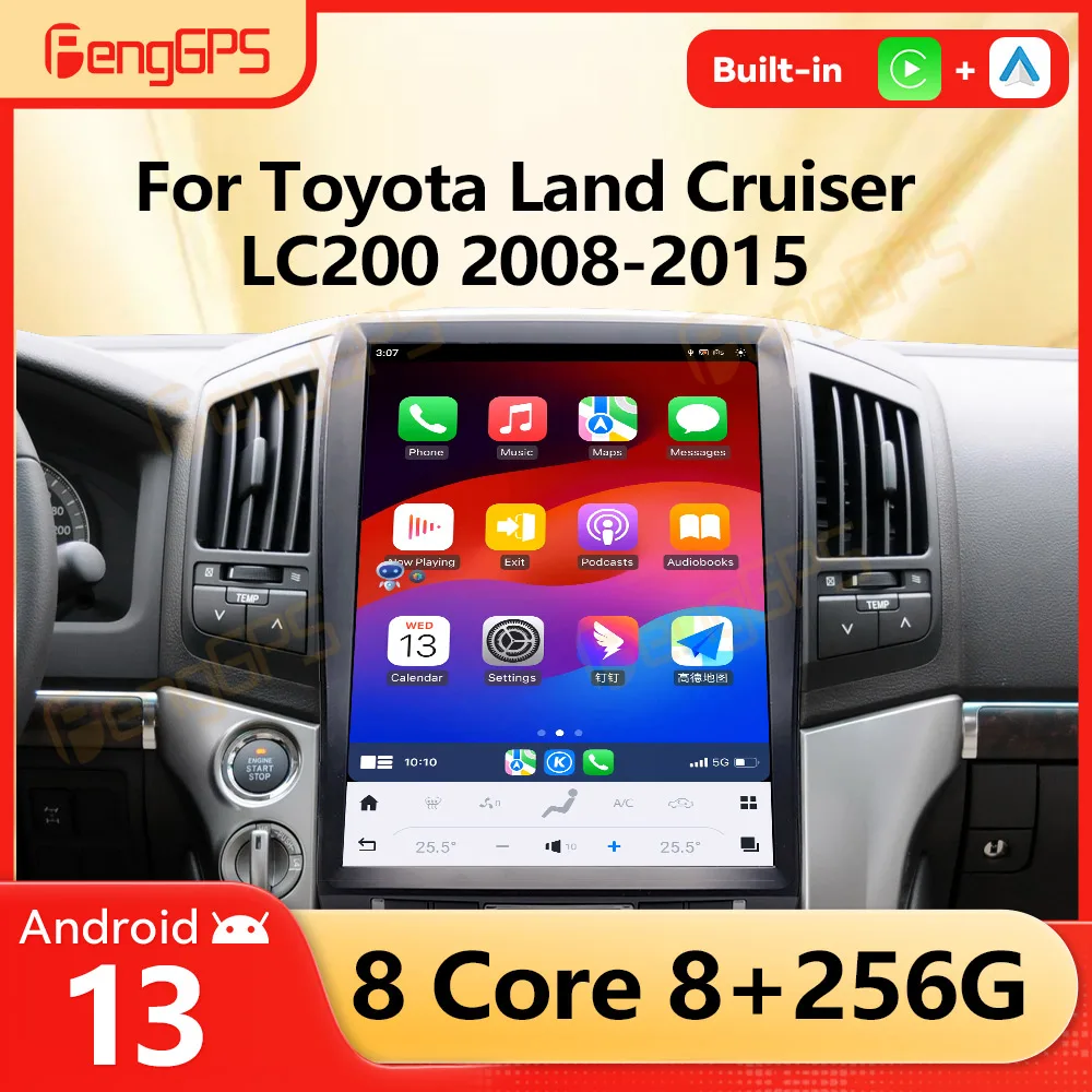 15inch Android Car Radio Player For Toyota Land Cruiser LC200 2008-2015 Tesla Style Multimedia Stereo GPS Navi Carplay Head Unit