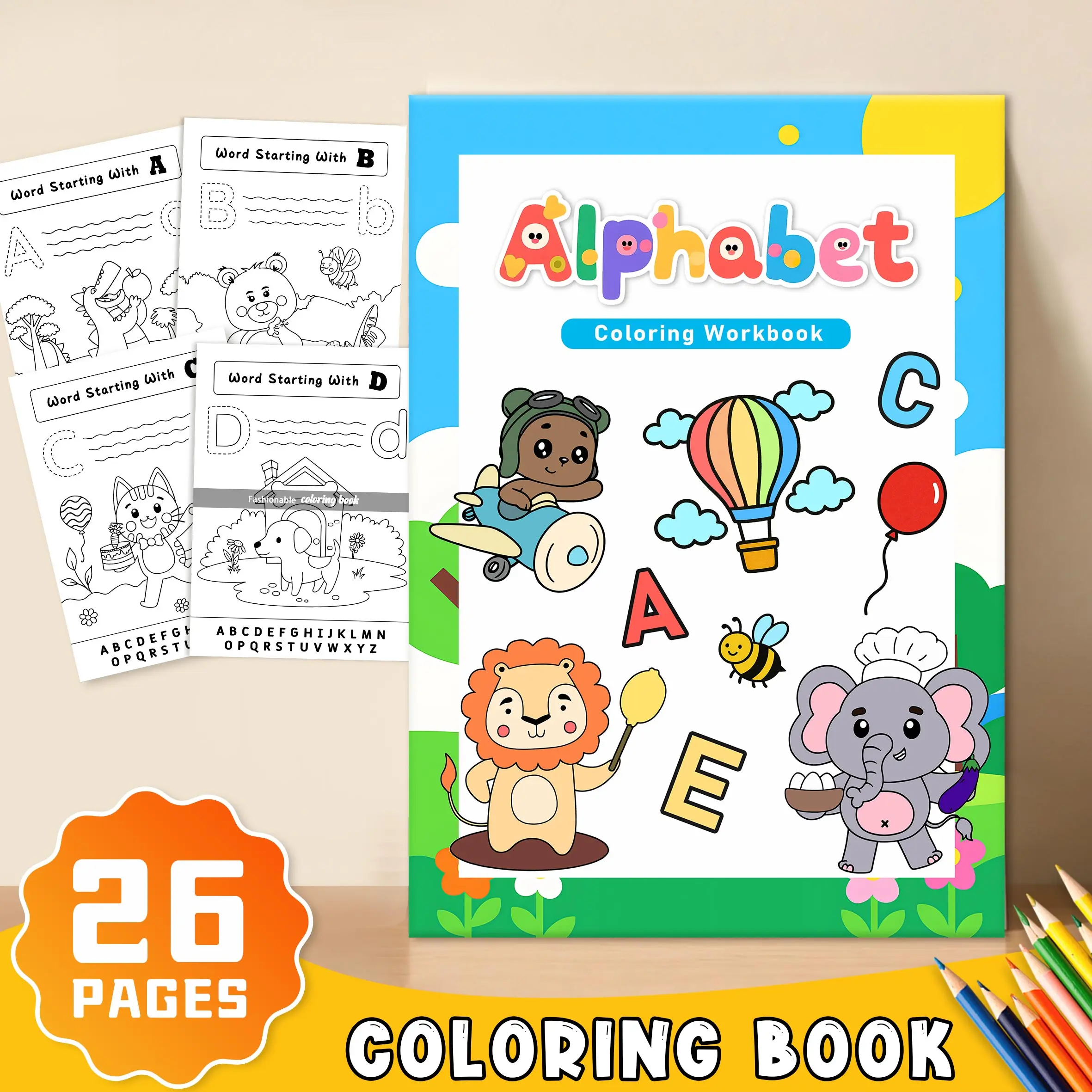Nuevo libro de imágenes con alfabeto divertido tamaño A4 para actividades diarias de ocio para adolescentes y adultos (cojante para colorear espacial)