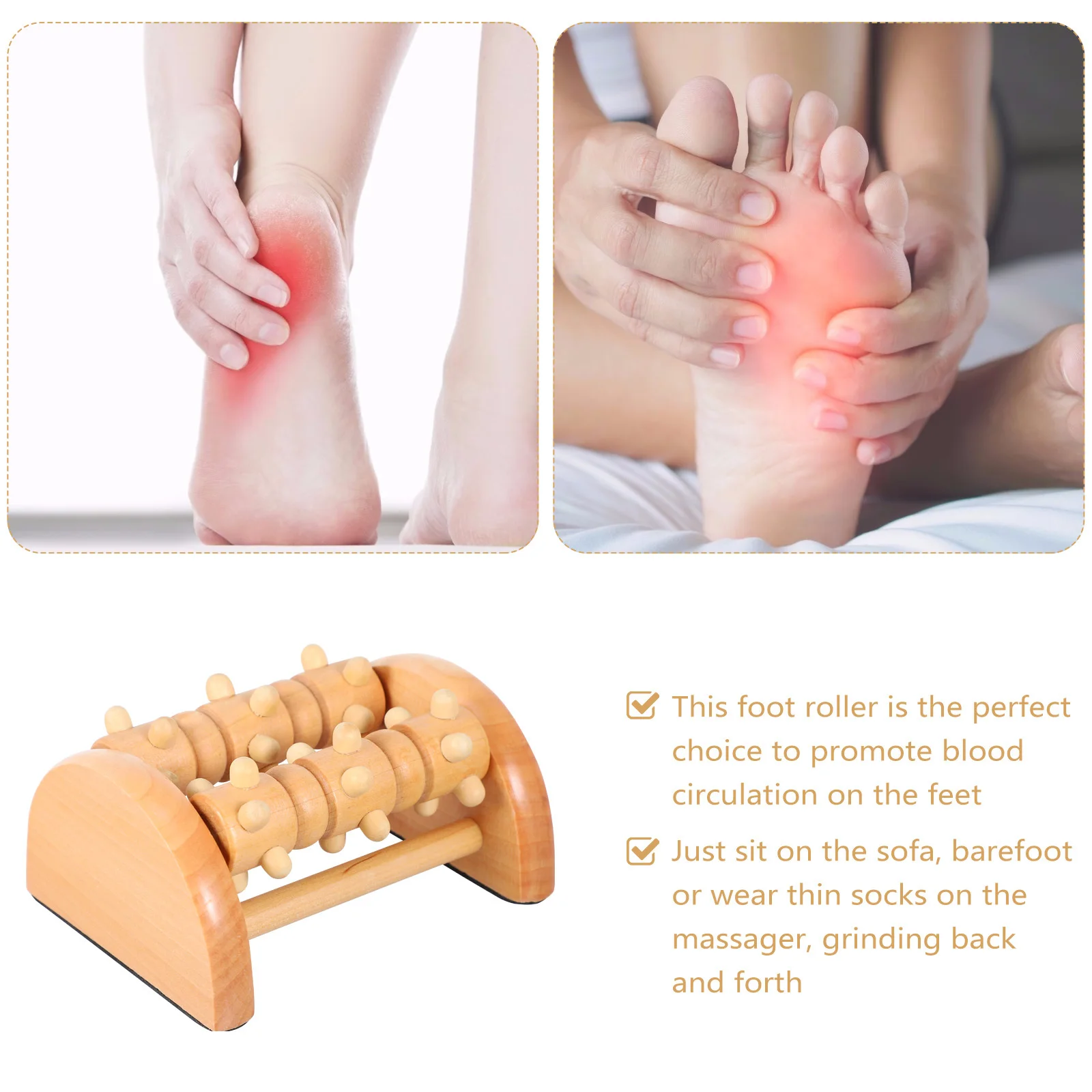 

Деревянный роликовый массажер для ног из натурального материала, инструмент для облегчения боли в ногах для подошвенного фасциита, снятия стресса и кровообращения
