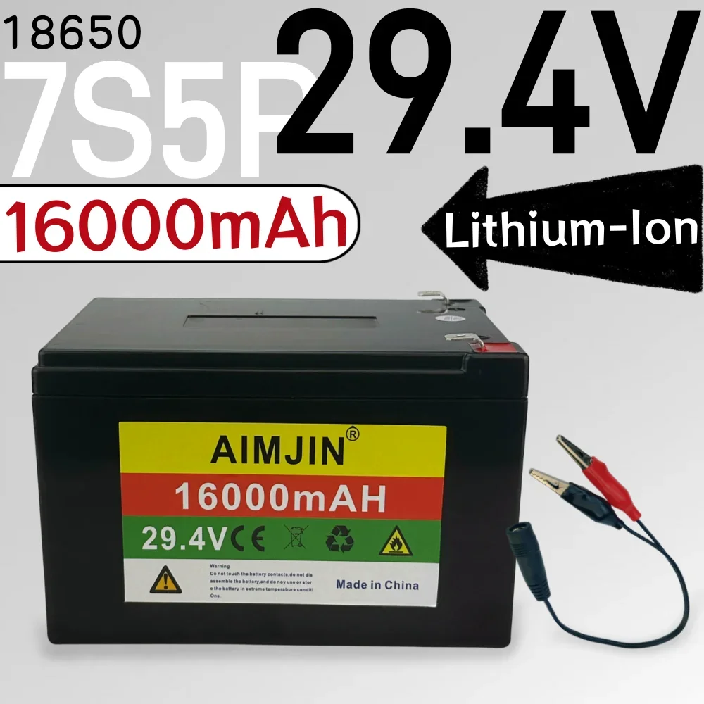 

18650 7S5P Lithium-ion Battery Pack 29.4V 16000mAh High-power Battery Built in BMS Suitable for Power Supply of Various Devices