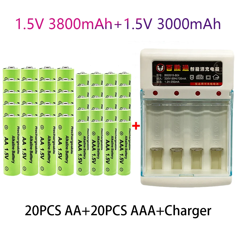 100% Original 1.5V AA3.8Ah+AAA3.0Ah Rechargeable battery NI-MH 1.5V  battery for Clocks mice computers toys so on+free shipping