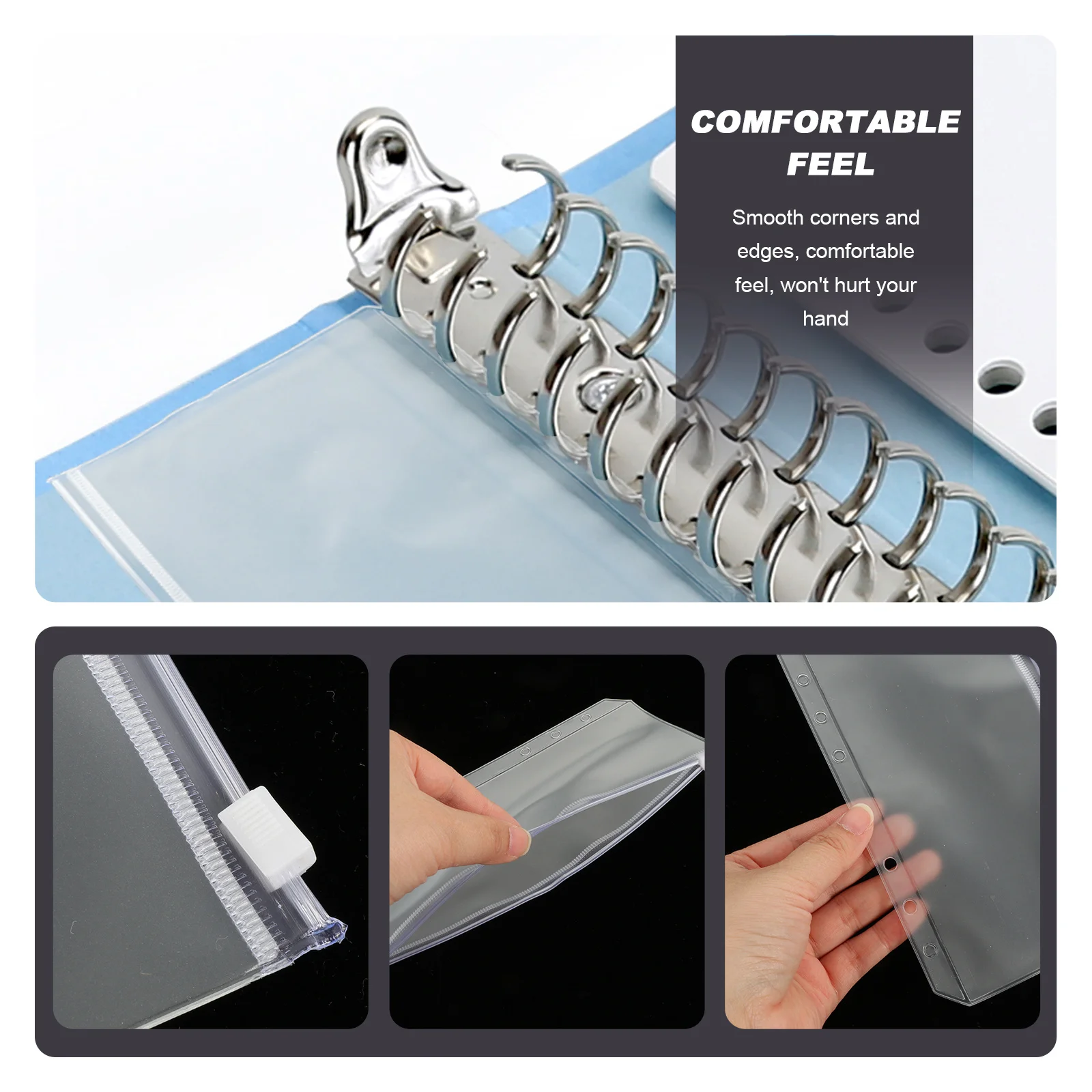 

10Pcs Transparent Documents Bags Waterproof Zipper File Holder Document Organizer Storage Pouch for Documents Files Use