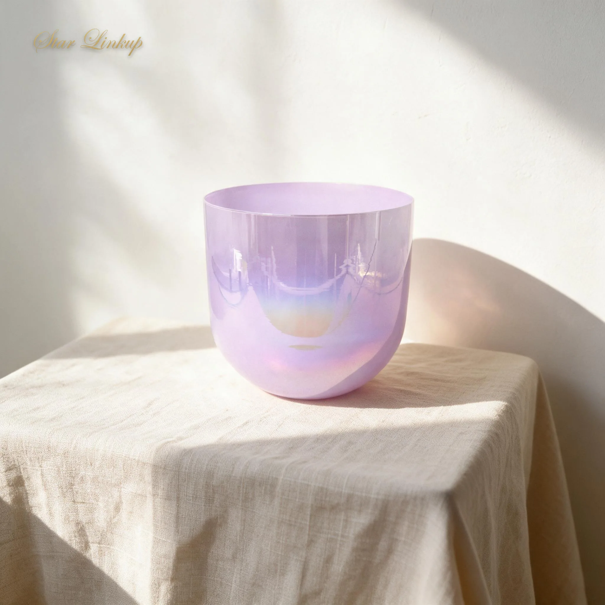 STAR LIN KUP 3-9 Inch Clear Quartz Crystal Singing Bowl with Mallet Neon Flowing Sand Cosmic Light for Meditation Sound Healing