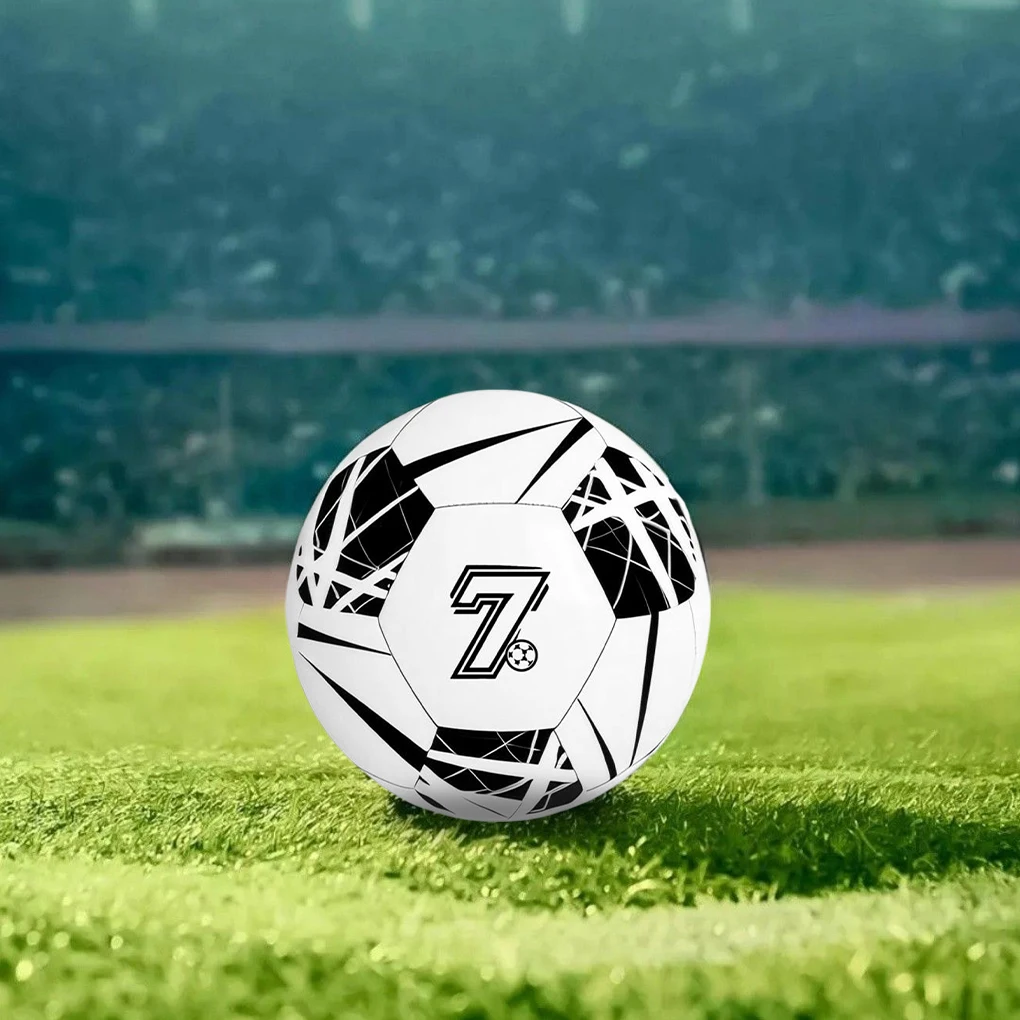 Pallone da calcio per allenamento di calcio di dimensioni standard 5 partite, taglia 5 a quattro strati e prova, cucito a macchina, nero