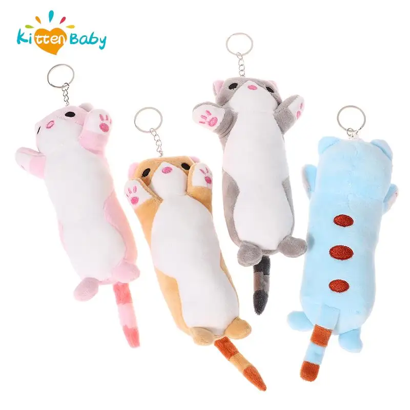 16CM New Long Cat peluche portachiavi Cute Cat Doll Bag Hanging Decoration Doll Scratching Machine Brithday Gifts For Girls