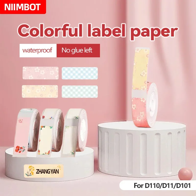 Niimbot-Etiqueta Cor Etiqueta Térmica, à prova d'água, Anti-Óleo, Mini Impressora Portátil, Papel Etiqueta Móvel, D101, D11, D110