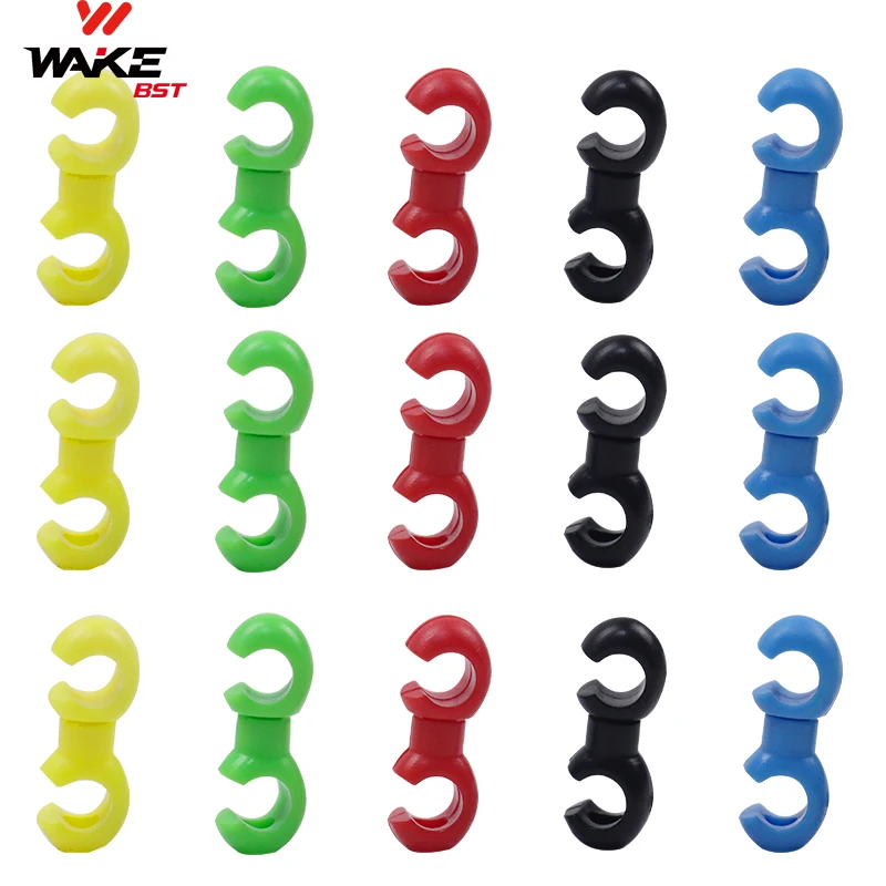 WAKE Bicycle Brake Shift Line Hose Guide S-Shaped Clips 15PCS for Bike Cross Cable Tidy Ties Buckle Holder C Hooks Colorful