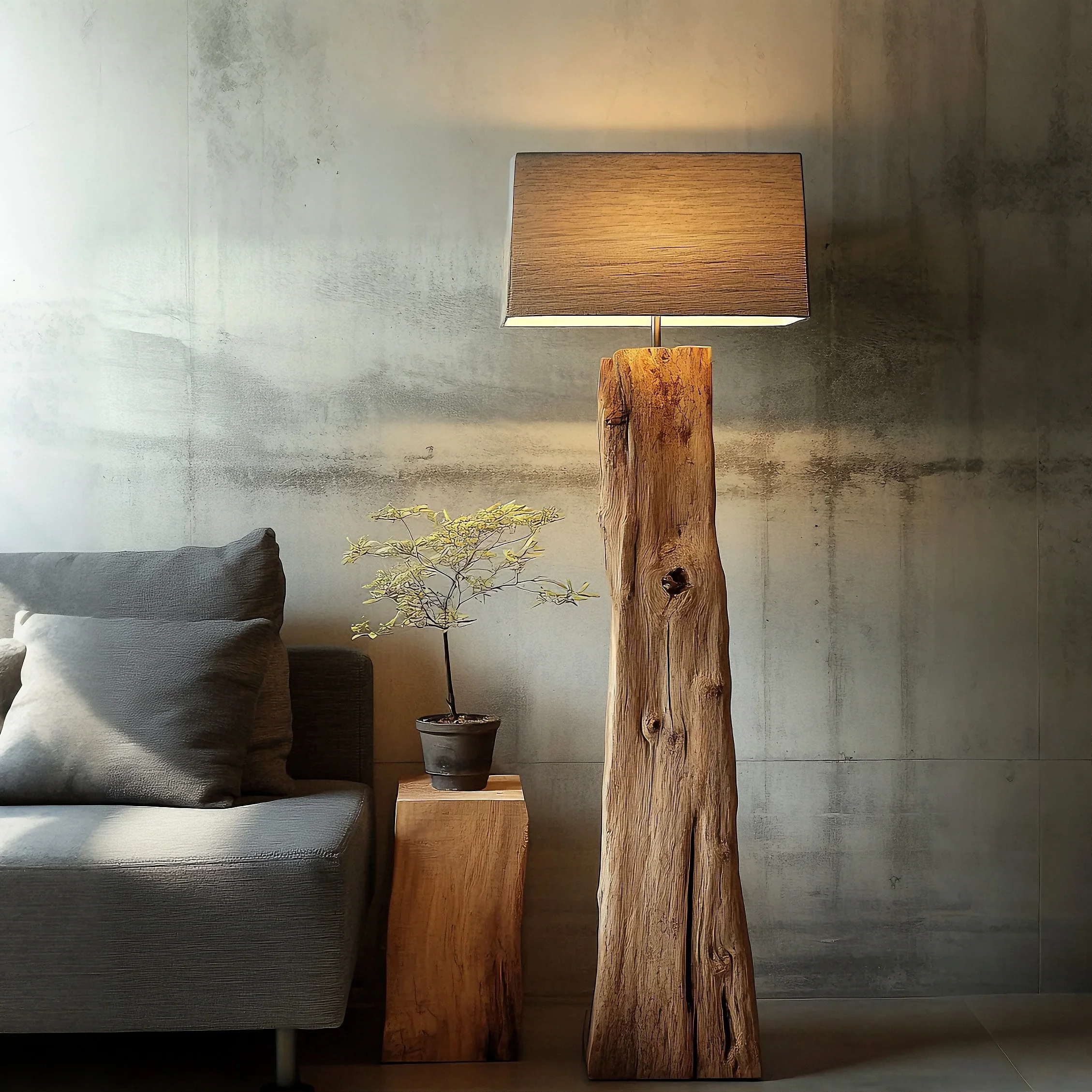 Wabi Sansi wind old wood floor lamp stand Chinese retro country bed and breakfast Nordic creative sofa lamp floor lamp