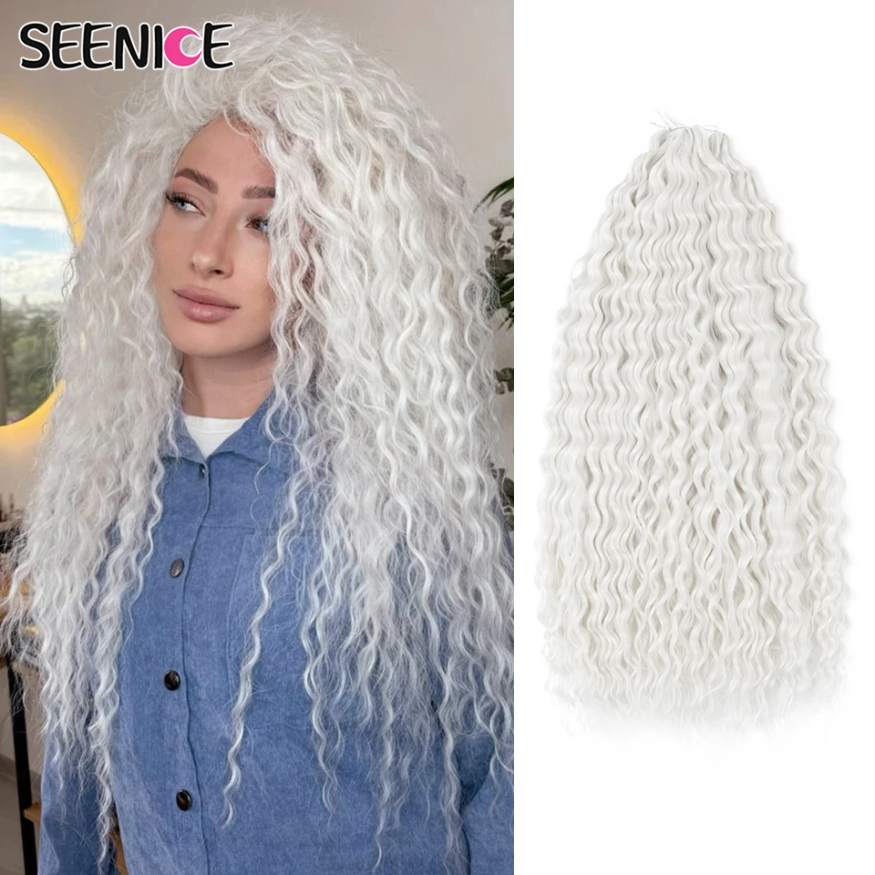 Cabelo Sintético Ariel para Crochê, Cabelo Cacheado em Trança de 22 a 30 Polegadas, Ondas de Água, Cabelo Ombre Loiro, Extensão de Cabelo para Tranças com Ondas Profundas