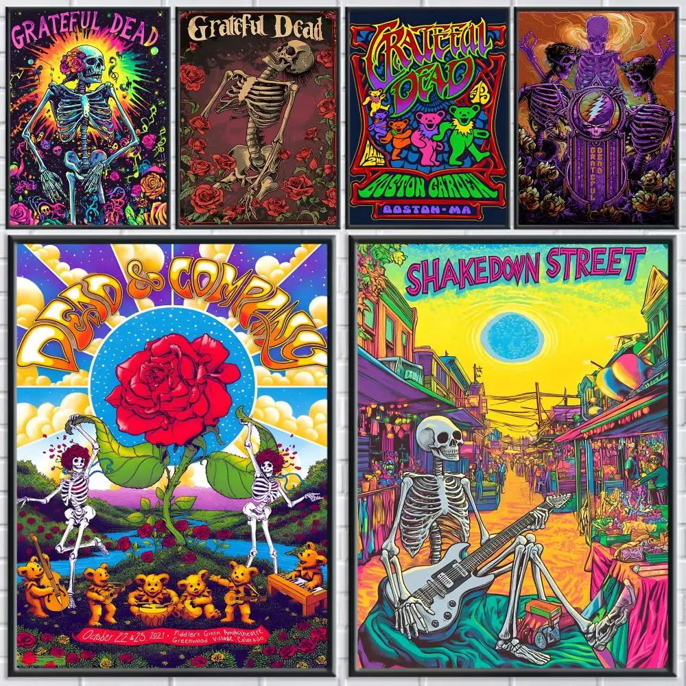 Band G-Grateful D-Dead Poster Home Living Bed Room Bar Hallway Sticky Wall Printing Waterproof Aesthetic Decor