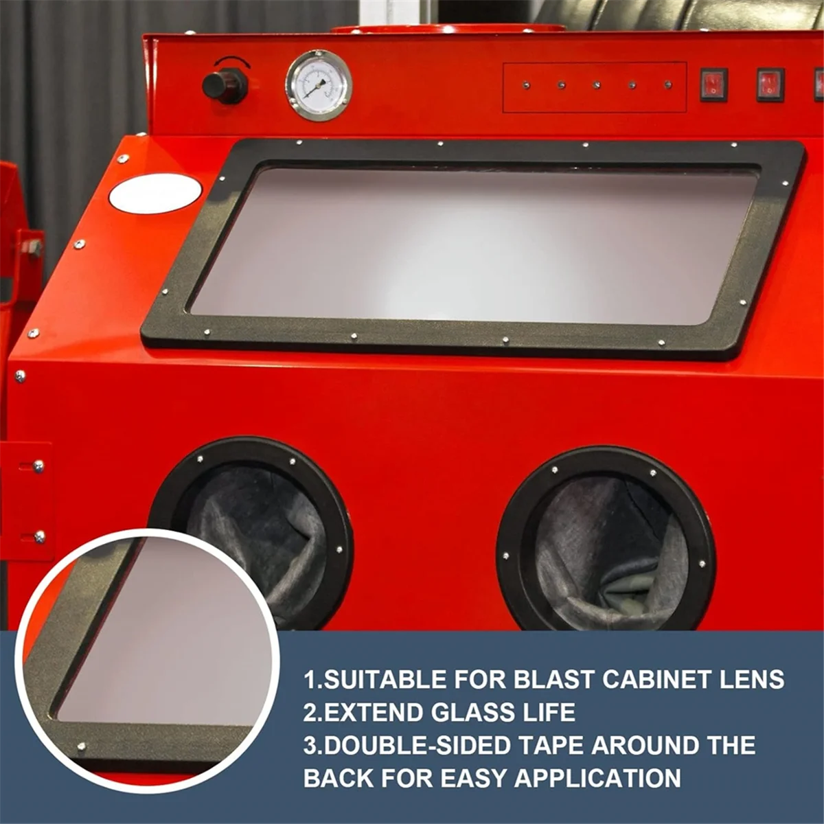 

AA25 12Pack Sandblast Cabinet Lens Protective Film 22 X 10 Inch Adhesive Polyester Clear Visibility Sandblasting Film
