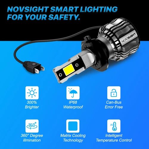 Imagen 2 del producto NOVSIGHT-bombillas LED para faros delanteros de coche, luz blanca brillante de 9005 K, Canbus, H4, H11, H8, H9, 9006, HB3, 9012, HB4, H1, 6500, 72W, 15000LM