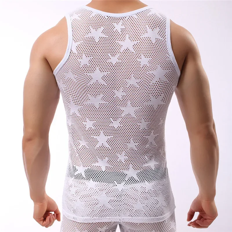 Maillot de corps en maille transparente pour hommes, chemise sexy, solide, t-shirts en Y, vêtements d'été, fibrGay