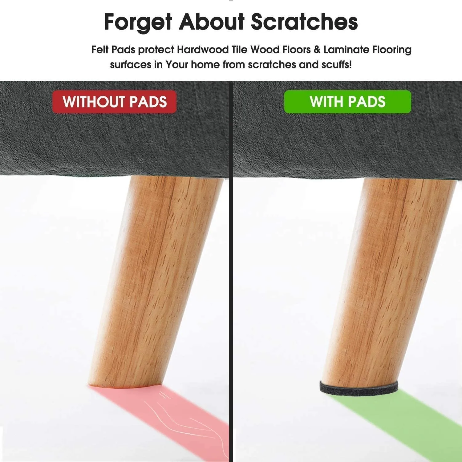 Felt Furniture Pads - 80 Pcs Furniture Pads for Hardwoods Floors,  Anti Scratch Floor Protectors for Furniture Feet Chair Legs