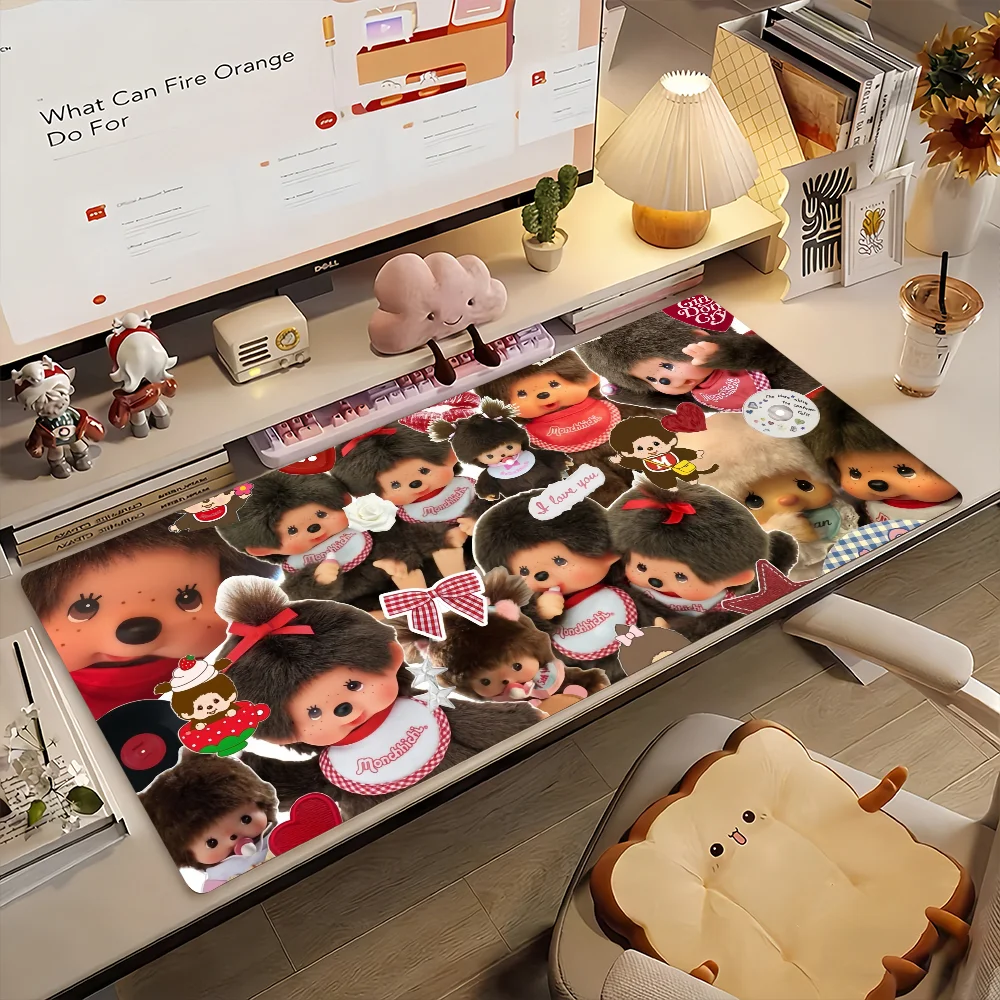 Cute M-Monchhichi-M Mouse Pad Non-slip Locking Edge DeskMat PC Laptop Accessories Rubber Office Keyboard Large Game