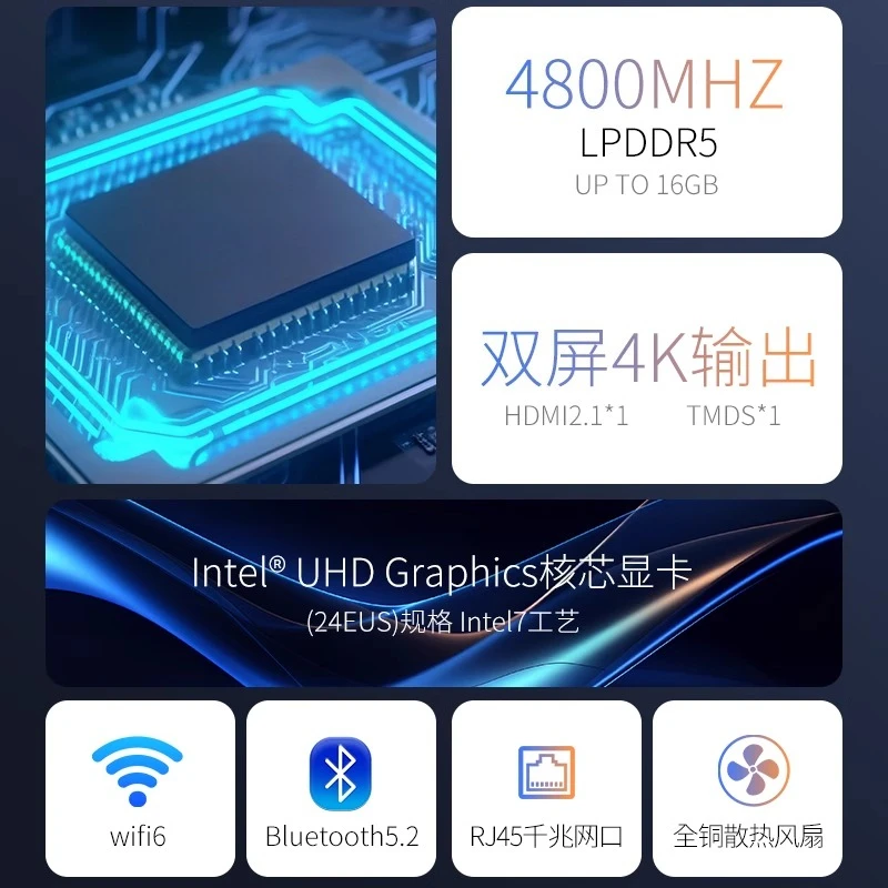 Mini-Host, Intel N200-Tablet der 12. Generation, 7-Zoll-Touchscreen-Spielbüro