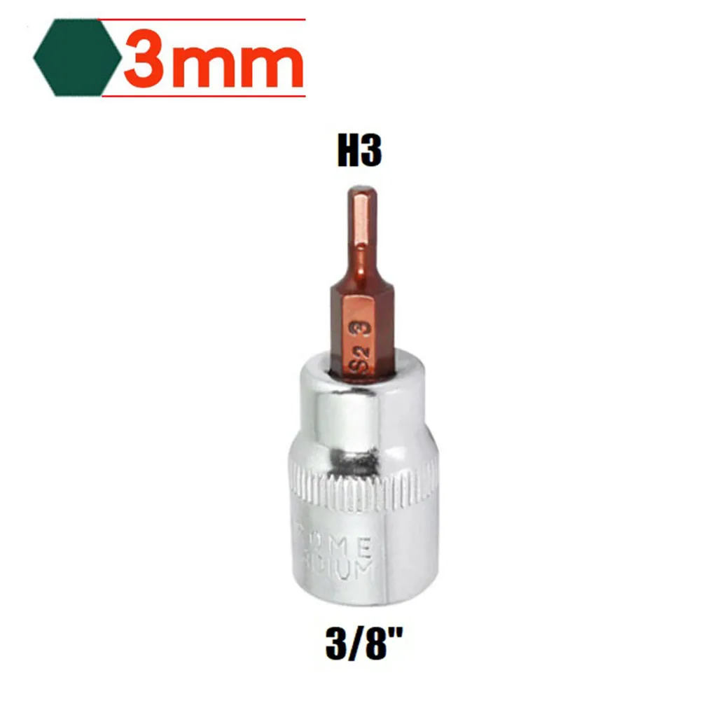1 stücke 3/8 Platz Stick Steckschlüssel Hex Schraubendreher-bits H3 H4 H5 H6 H8 H10 Hexagon Ratsche Bit sockel Werkzeug Hand Werkzeuge – Detail 2