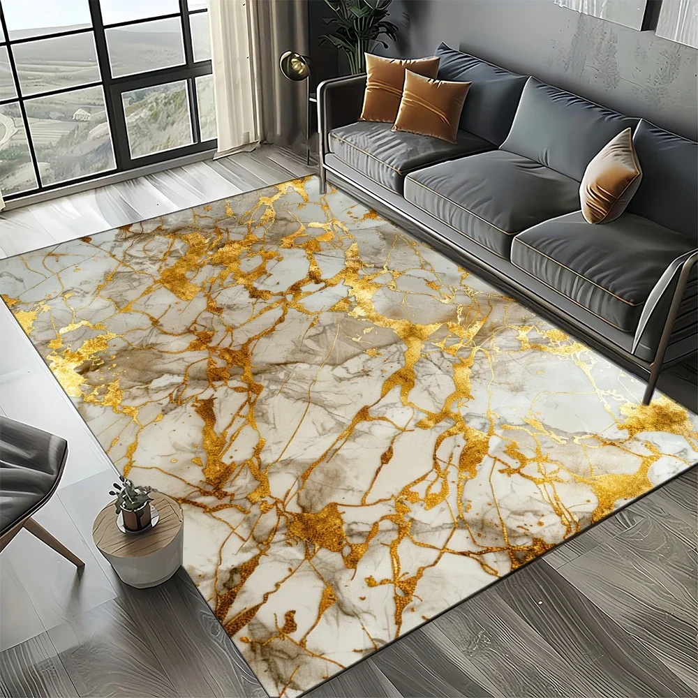 Style Colour Nature Marble Blue Gold Carpet Rug for Living Room Bedroom Home Sofa Decoration,Kid Non-slip Floor Mat