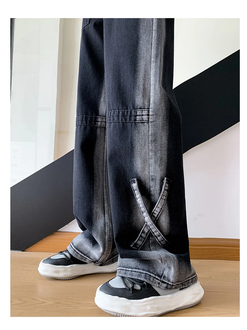 Proste jeansy damskie w stylu western, kowbojskim, amerykańskim, retro, vintage, modne, wygodne, z frędzlami, unisex.