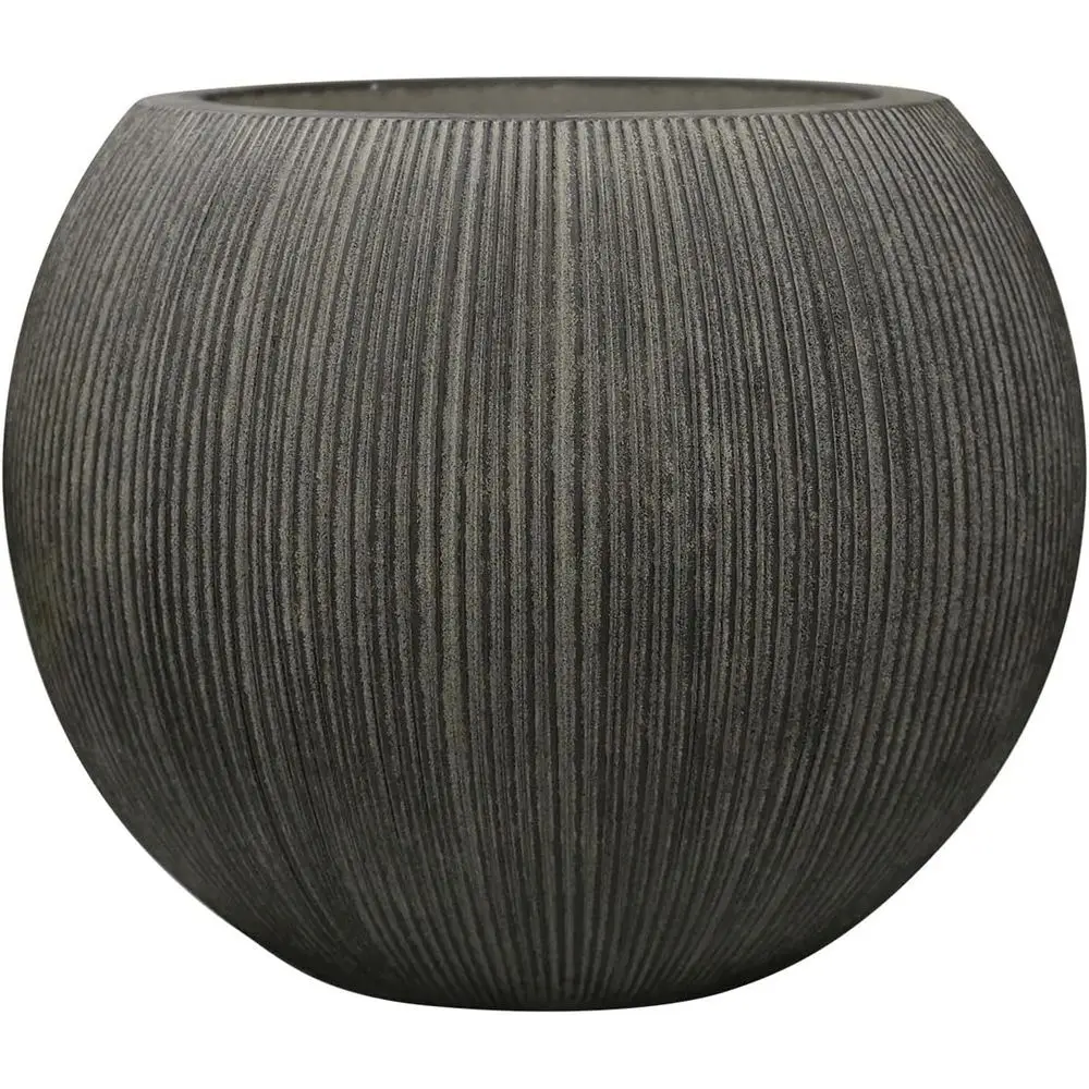 

14.5 Diameter Round Plastic Planter - Outdoor/Indoor Sphere Pot with Drainage, Weather-Resistant, Vintage Black