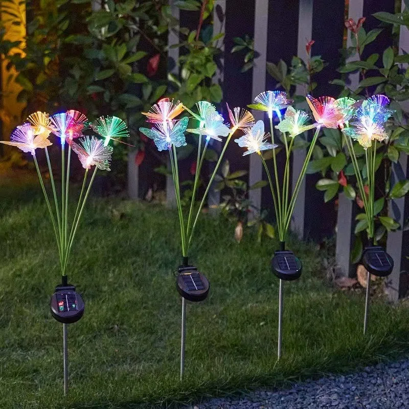 

1/2pc LED Solar Butterfly Fiber Optic Lamp for Courtyard Garden Decoration Outdoor Lawn Light Swaying in The Wind Warm Romantic