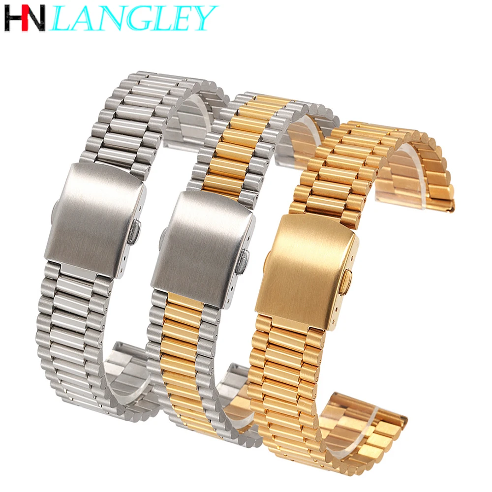 12mm 14mm 16mm 18mm 20mm Stainless Steel Watch Bands Metal Business Replacement Bracelet Strap for Men's Women's Watch with Tool