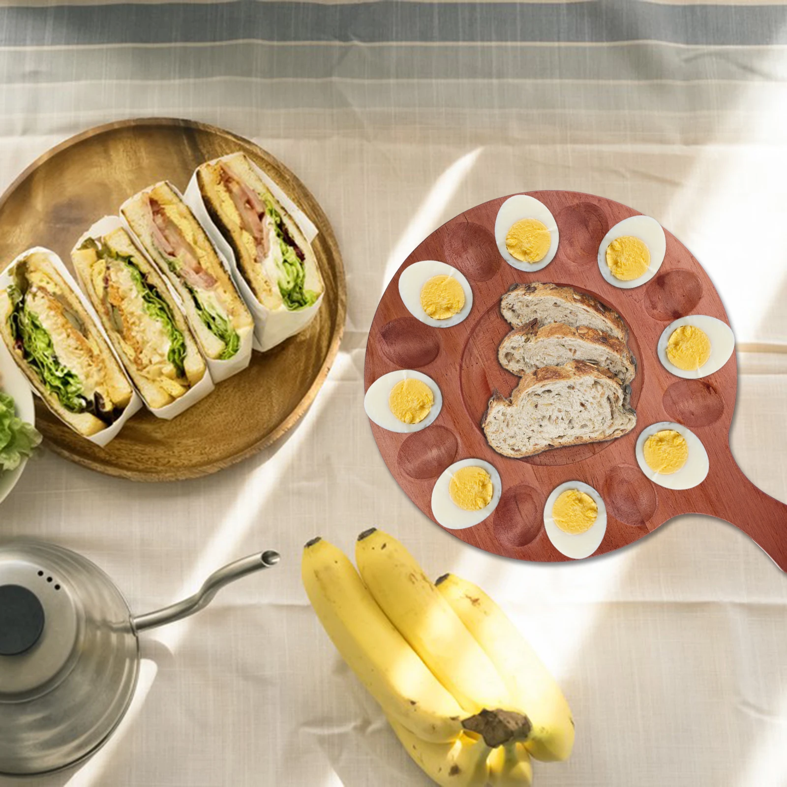 

Deviled Egg Divided Compartments Wood Dessert Plate Eggs Safe Reusable Kitchen Serving Platter Deviled Egg Serving Platter