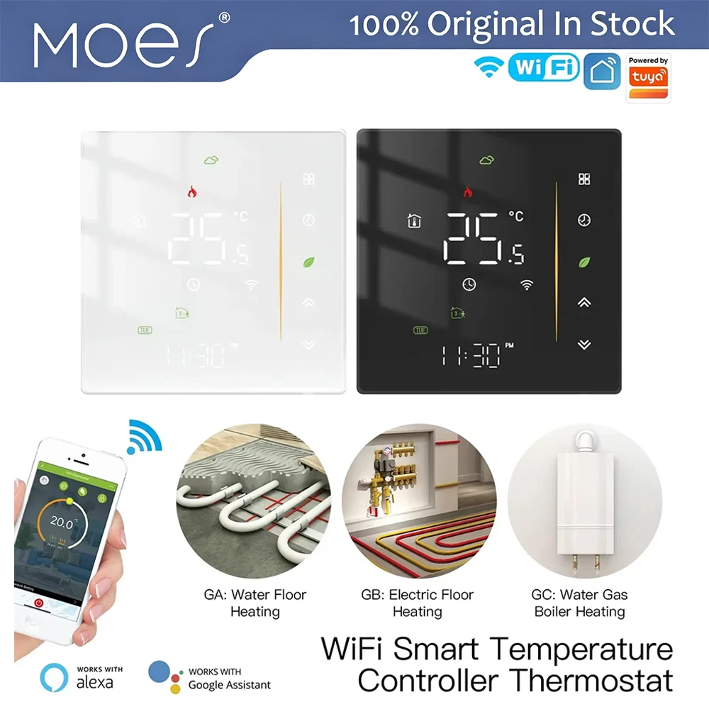 MOES Tuya Smart Thermostat Room Temperature Controller of Water/Electric Floor Heating Gas Boiler Humidity Work Alexa Google
