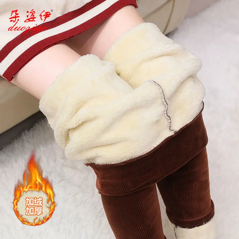 2023 New Autumn Winter Fashion Women Pants High Waist Slim Lamb Fleece Leggings Embroidery Simple Extra Thick Warm Leggings Pant