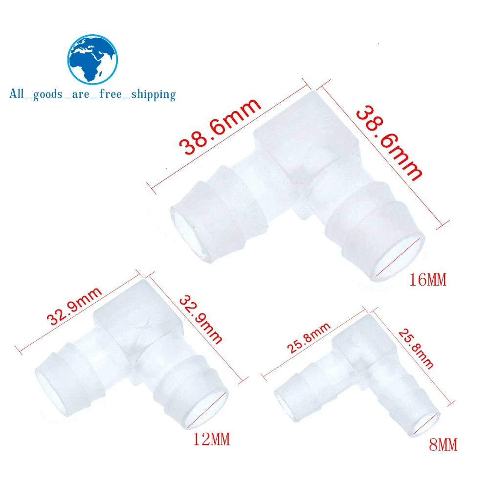 

1pcs 8/12/16mm Plastic Pagoda Barbed Equal Elbow L Type Hose Connector Pipe Fitting Tube Joint for Garden