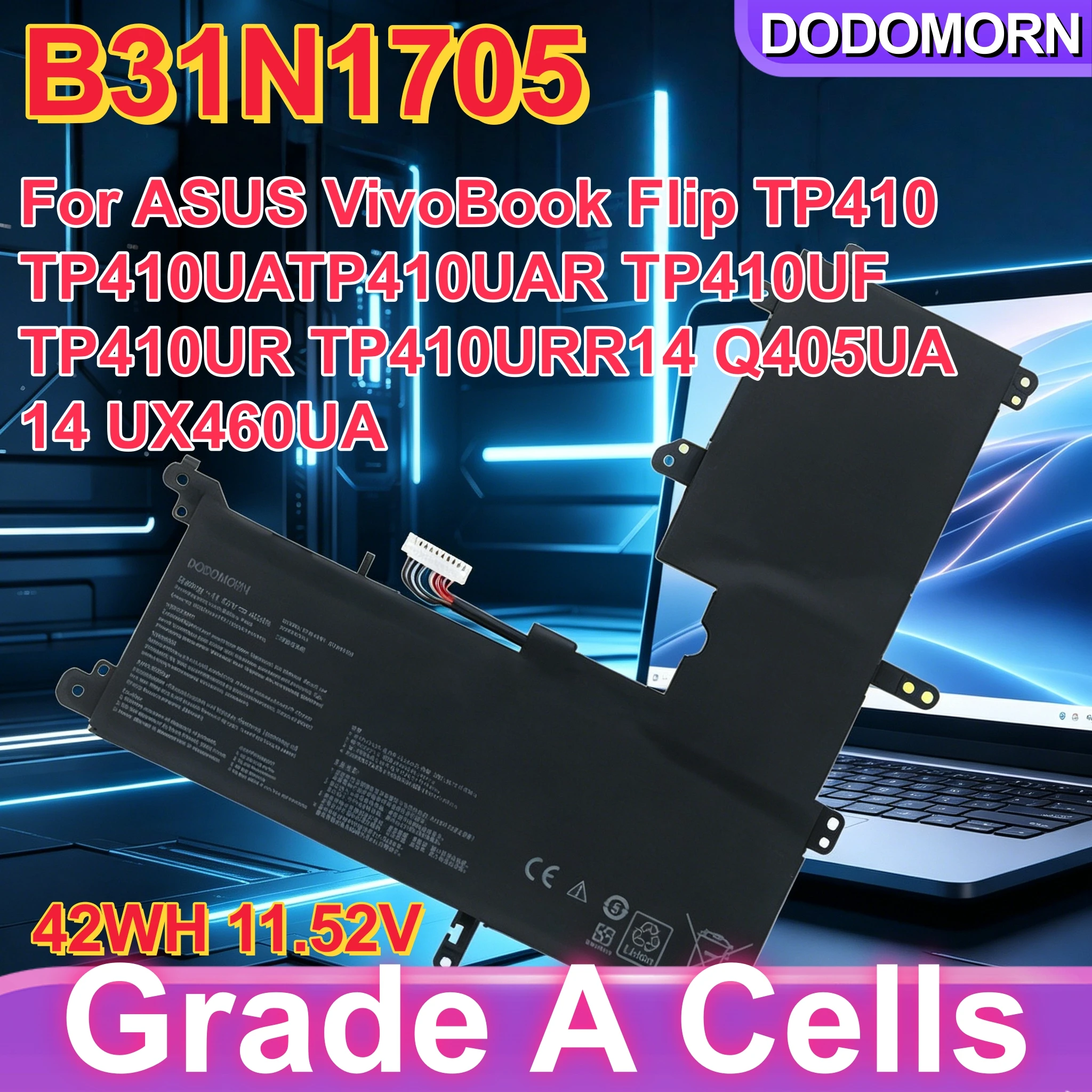 

High quality B31N1705 Laptop Battery for ASUS VivoBook Flip 14 TP410UA TP410UR UX460UA Q405UA UX331UA Q405UA 0B200-02660000