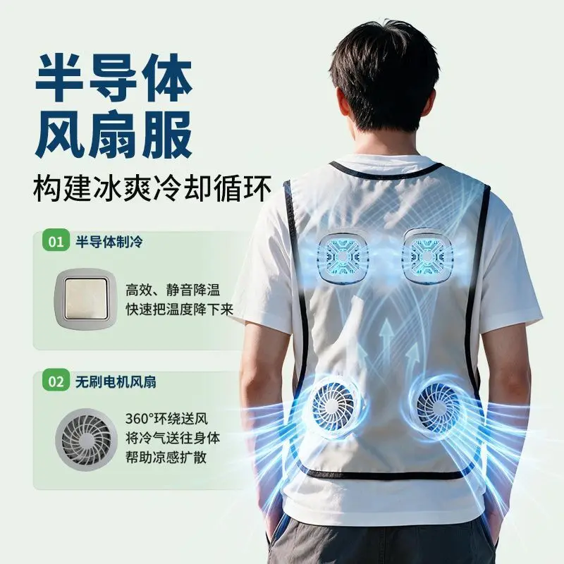 Utility Semiconductor Air Conditioner Work Clothes Refrigeration Clothes Fan Vest Outdoor Worker Protective Accessories