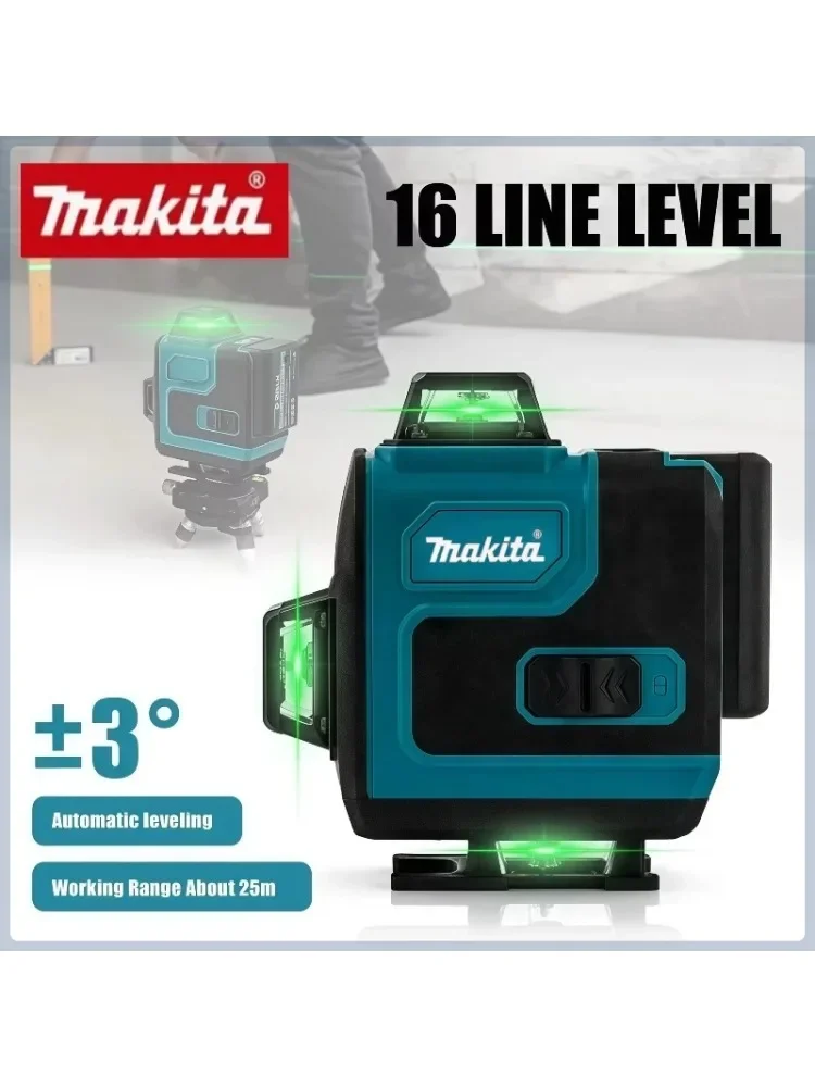 Makita 360 horizontaal verticaal groen uiterst nauwkeurig draadloos zelfnivellerend lichtlaserkruis aan de muur gemonteerd draagbaar niveauhulpmiddel - afbeelding 2