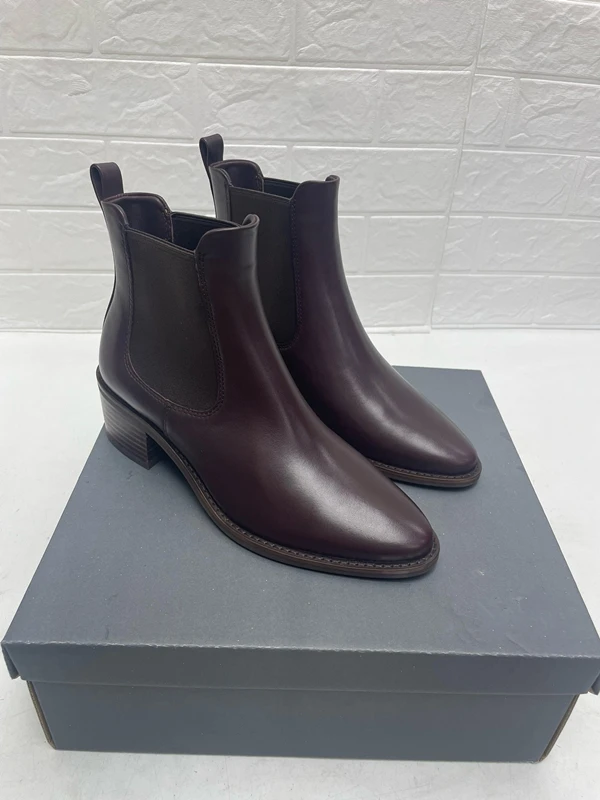 Jenny&Dave Autumn Winter British Fashion Laides Boots Women Elegant High Heel Short Boots Retro Cowhide Casual Chelsea