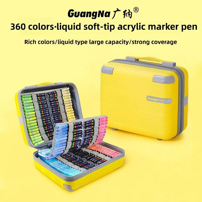 GUANGNA 360/12 Colors Acrylic Paint Pens Markers Brush Tip Paint Markers For Rock Painting Wood Canvas Christmas Gift DIY Crafts
