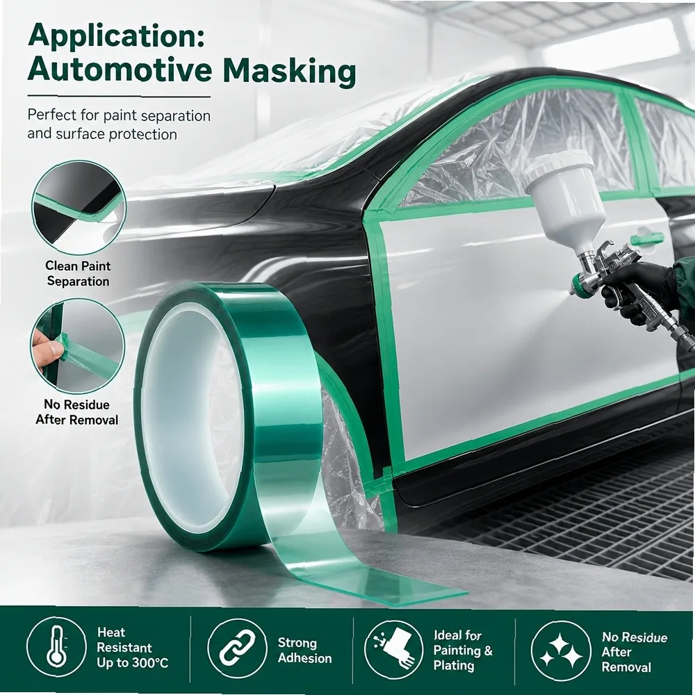 High Temperature Masking Tape with Adhesive Powder Coating, Heat Resistant, Epoxy Release, for Painting