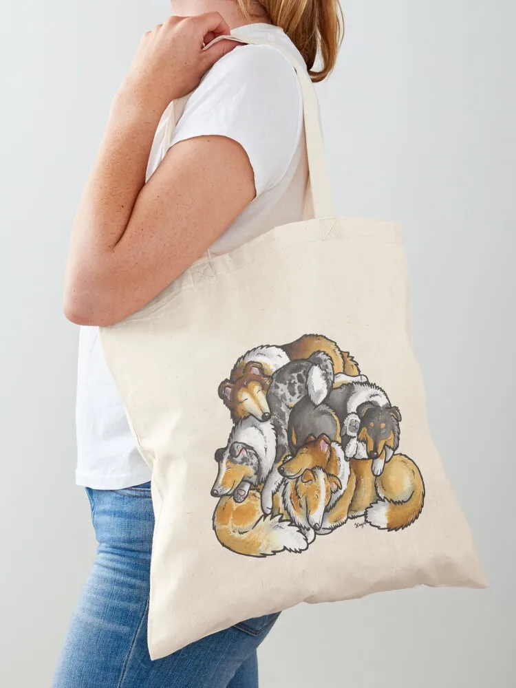 Rough Collie - sleeping pile cartoon Tote Bag ecological bags custom canvas bag custom fabric bag shoping Canvas Tote