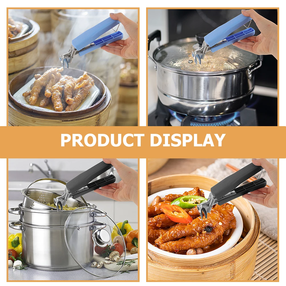 

4pcs Anti scald Clip Stainless Steel Hot Plate Gripper Camping Kitchen Bowl Holder Dishes Pizza Pan Gripper Insulation Lifter