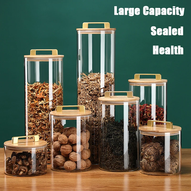 

Large Capacity Sealed Glass Container Airtight Food Kitchen Organizers Storage Containers Orange Peel Can Moisture-proof Bottle