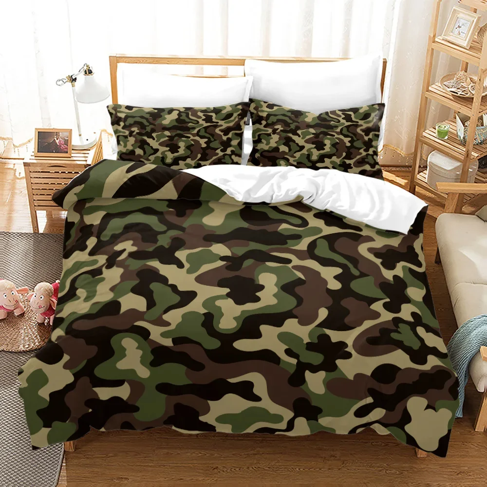 

3PCS Single-sided Printed Series Camouflage Russian Printing Duvet Cover BeddingSet Comfortable Breathable Sheet Comforter