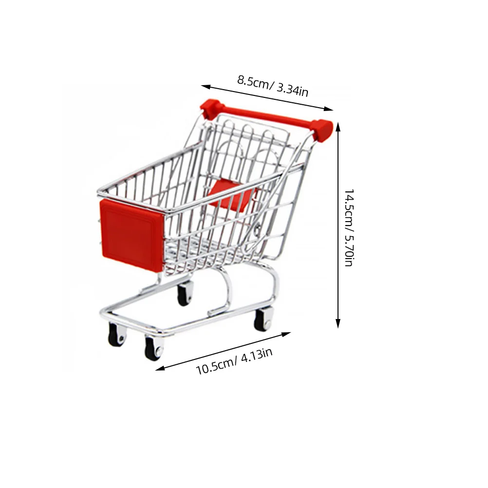 1Set Kids Pretend Shopping Basket and Cart Durable Stainless Steel Portable Educational Simulation Grocery Shopping Game