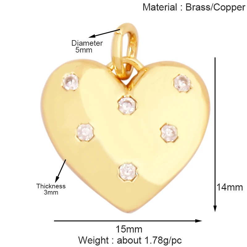Mode Bunte Zirkon Brenn Liebe Herz Stern Charm Anhänger, 18K Gold Überzogene Halskette Armband DIY Handgemachten Schmuck Liefert K81 – Detail 6