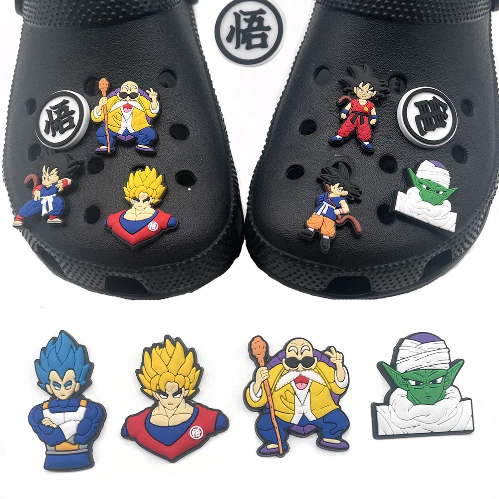 

11Pcs Anime Dragon Ball Shoes Charms Son Goku Figures PVC Waterproof Sandals Decorate Buckle Decorations Accessories Toys Gift