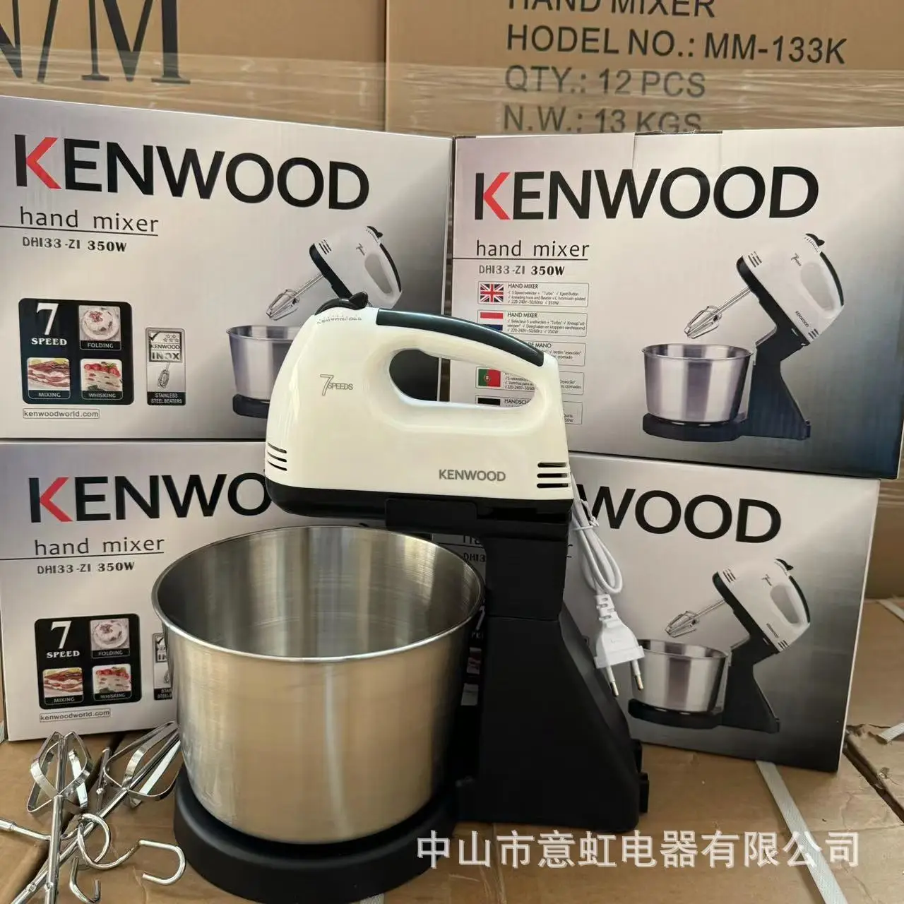 Electric Stand Mixer with Stainless Steel Bowl Dough Hook Whisk Egg Beater Cream Butter for Baking